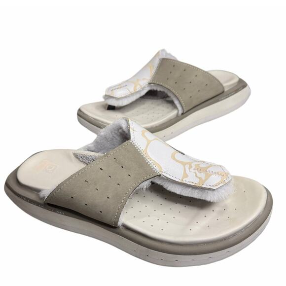 Deckers X Lab Gldtr Slide Sandal Men 10 Gray Beige Flip Flops Recovery Comfort - Picture 1 of 13